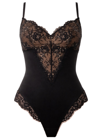 Боди моделирующее кружевное с глубоким вырезом