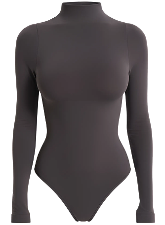 Боди-лонгслив с воротником-стойкой