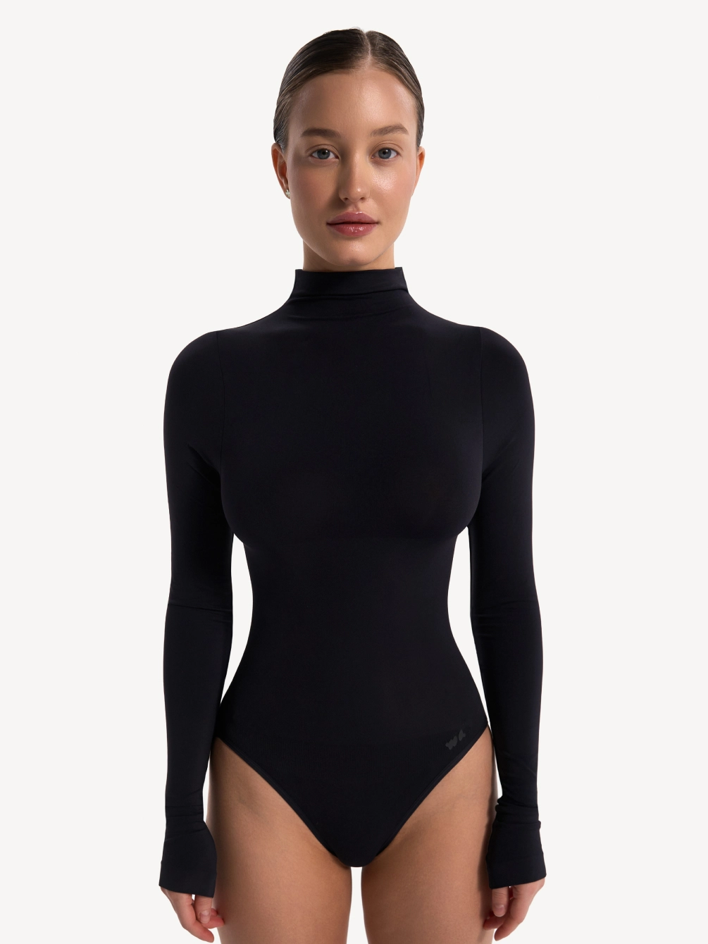 Боди-лонгслив с воротником-стойкой