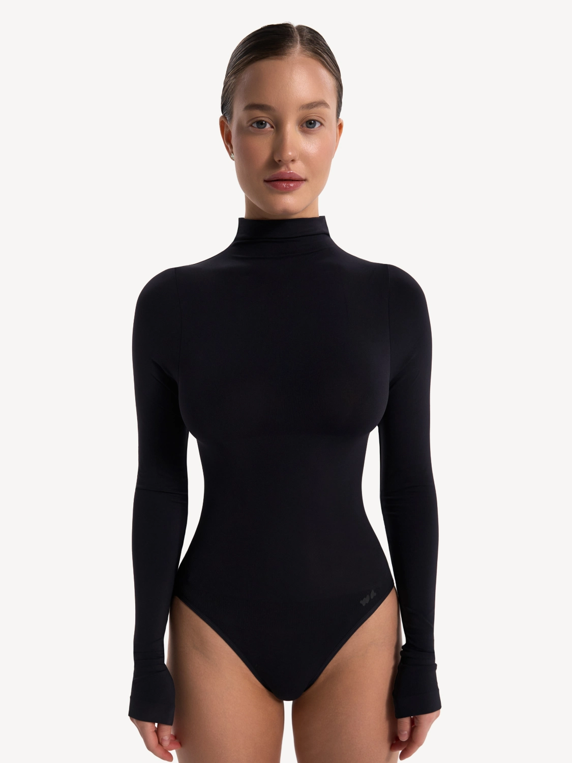 Боди-лонгслив с воротником-стойкой