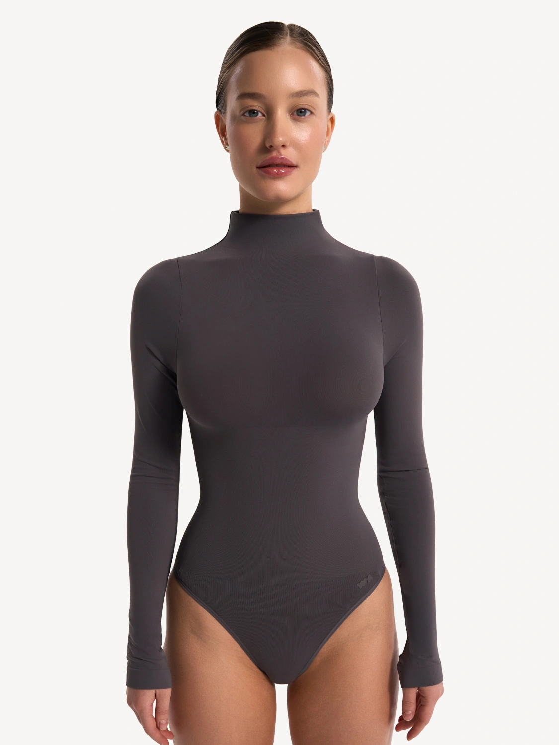 Боди-лонгслив с воротником-стойкой