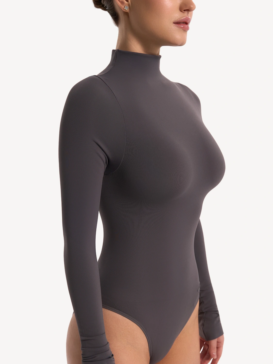 Боди-лонгслив с воротником-стойкой