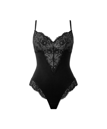 Боди моделирующее кружевное с глубоким вырезом